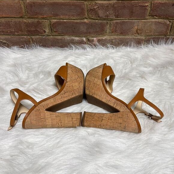Jessica Simpson Womens Divella Tan Leather Open Toe Platform Heel Size 8 - Picture 5 of 8